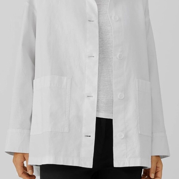 Eileen Fisher Stand Collar Jacket in White - Picture 2 of 10